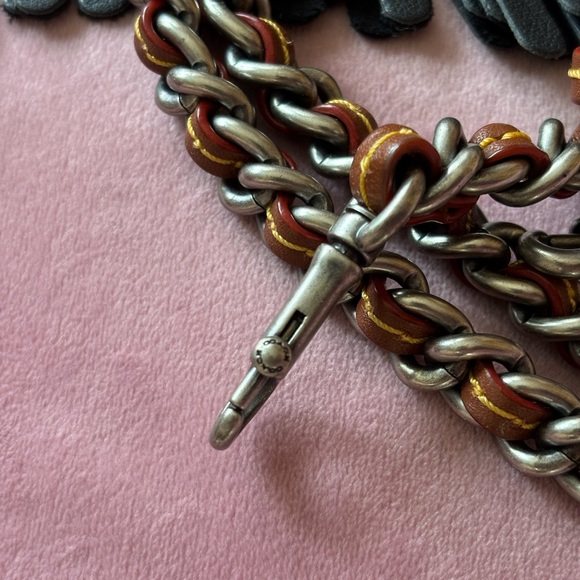 RARE Coach 1941 Dinky with Wild Tea Rose Fringe in Black and Pink, EUC - Picture 13 of 15